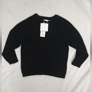 Zara Kids Waffle Knit Black Long Sleeve Sweater Size 4